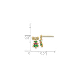 14k Yellow Gold Christmas Tree Stud Earrings with Cubic Zirconia and Holiday Accents