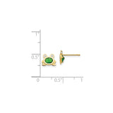 14k Yellow Gold Frog Stud Earrings with Cubic Zirconia Eyes, Whimsical Nature-Inspired Design