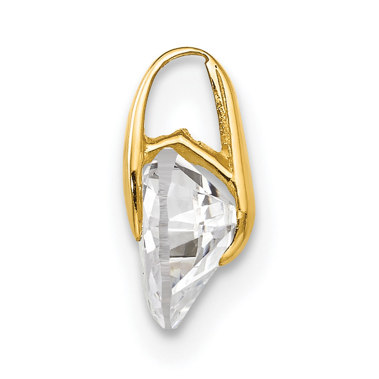 14k Yellow Gold Heart Pendant with Cubic Zirconia, Romantic Jewelry for Women