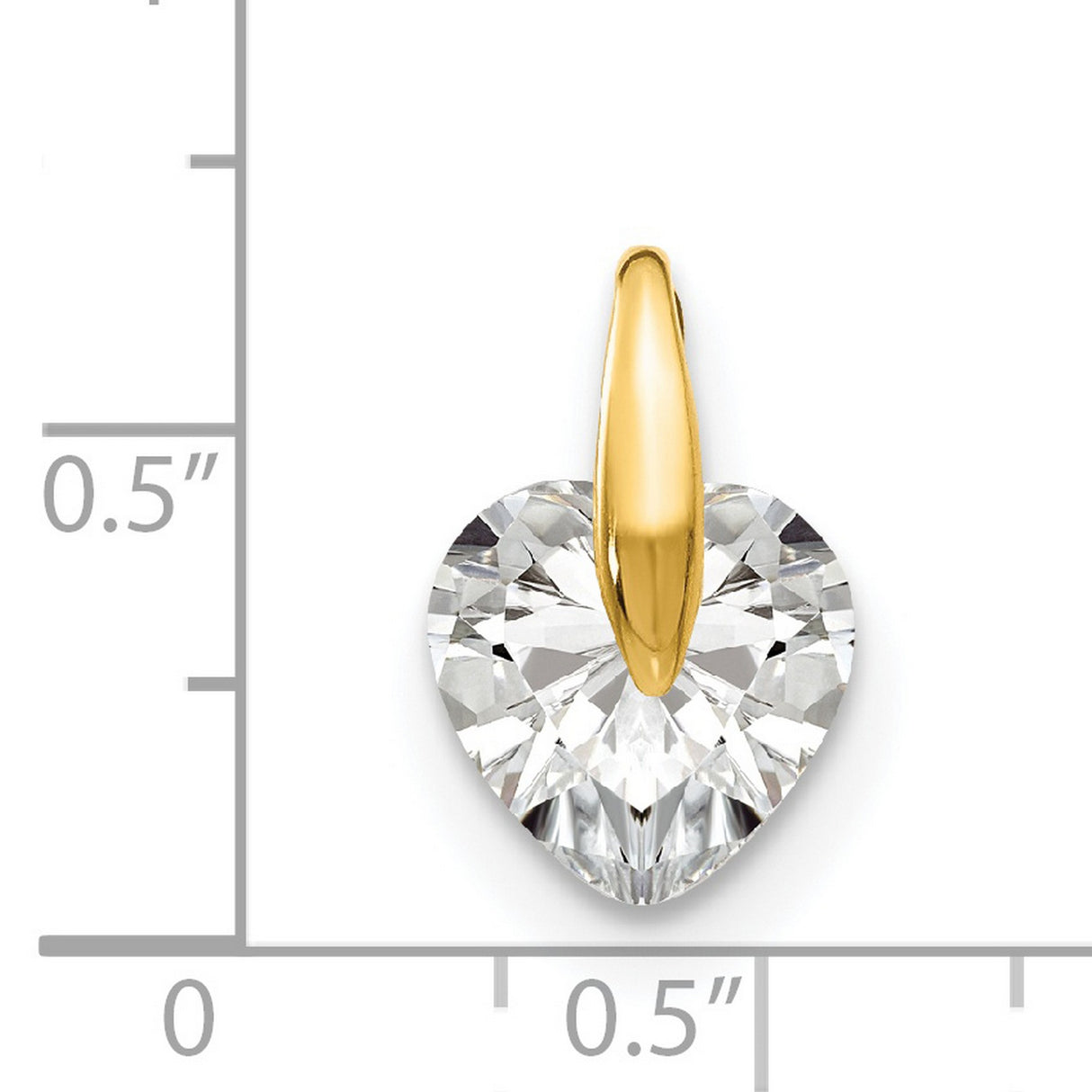 14k Yellow Gold Heart Pendant with Cubic Zirconia, Romantic Jewelry for Women