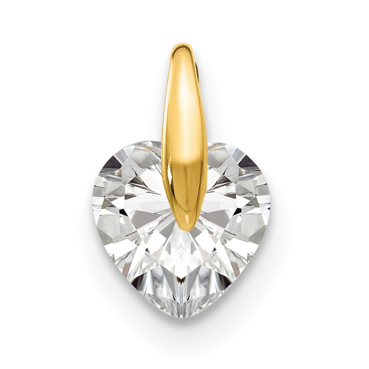 14k Yellow Gold Heart Pendant with Cubic Zirconia, Romantic Jewelry for Women