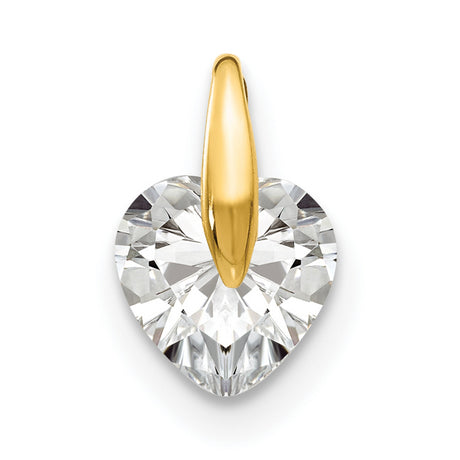 14k Yellow Gold Heart Pendant with Cubic Zirconia, Romantic Jewelry for Women
