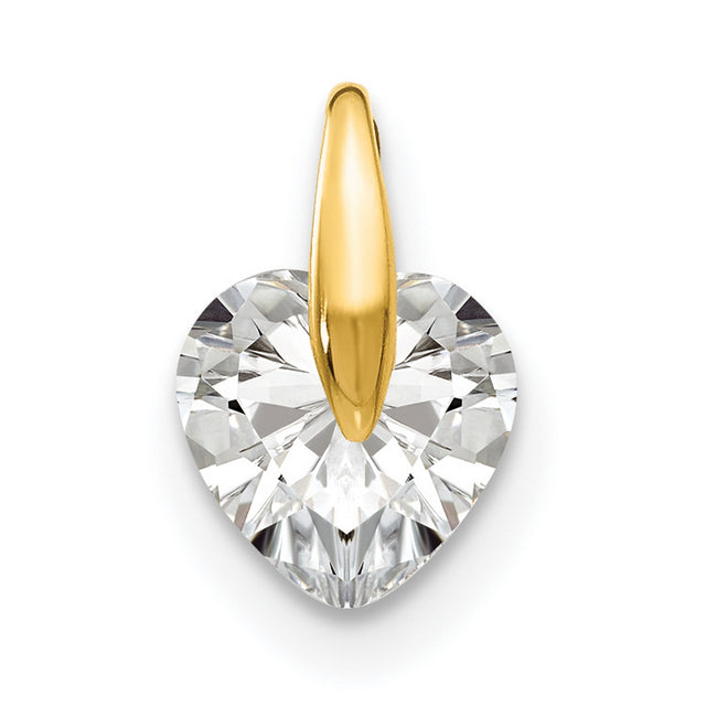 14k Yellow Gold Heart Pendant with Cubic Zirconia, Romantic Jewelry for Women