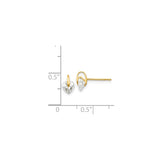 14k Yellow Gold Heart Stud Earrings with Cubic Zirconia, Dainty Minimalist Design
