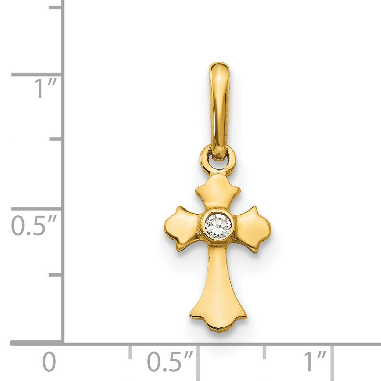 Madi K CZ Childrens Cross Charm Pendant in Real 14k Yellow Gold
