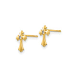 14k Yellow Gold Cross Pendant with Cubic Zirconia Accent Trefoil Design