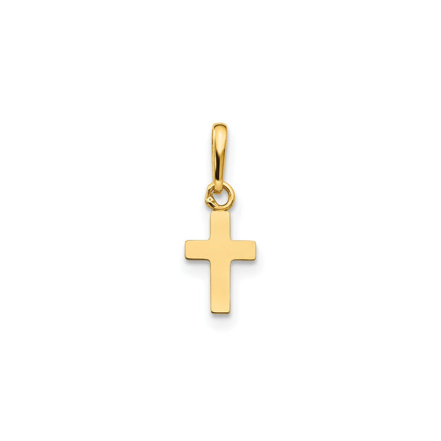 14k Yellow Gold Cross Pendant, Sleek Modern Unisex Religious Charm for Men and Women