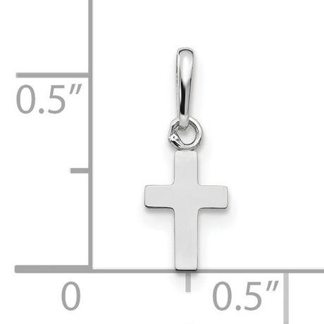 14k White Gold Cross Pendant with Polished Minimalist Design for Men and Women