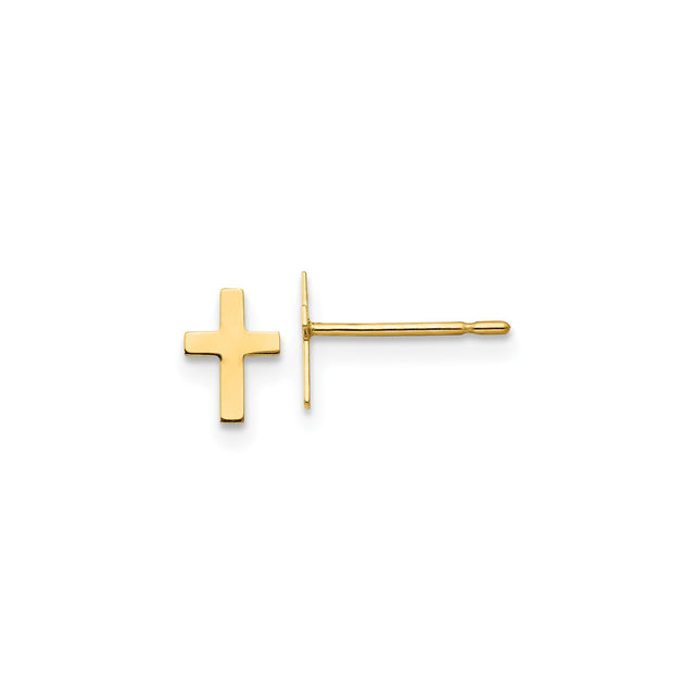 14k Yellow Gold Cross Pendant with Sleek Minimalist Polished Design for Men and Women