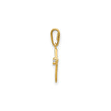 14k Yellow Gold Cross Pendant with Cubic Zirconia, Minimalist Polished Design for Men and Women