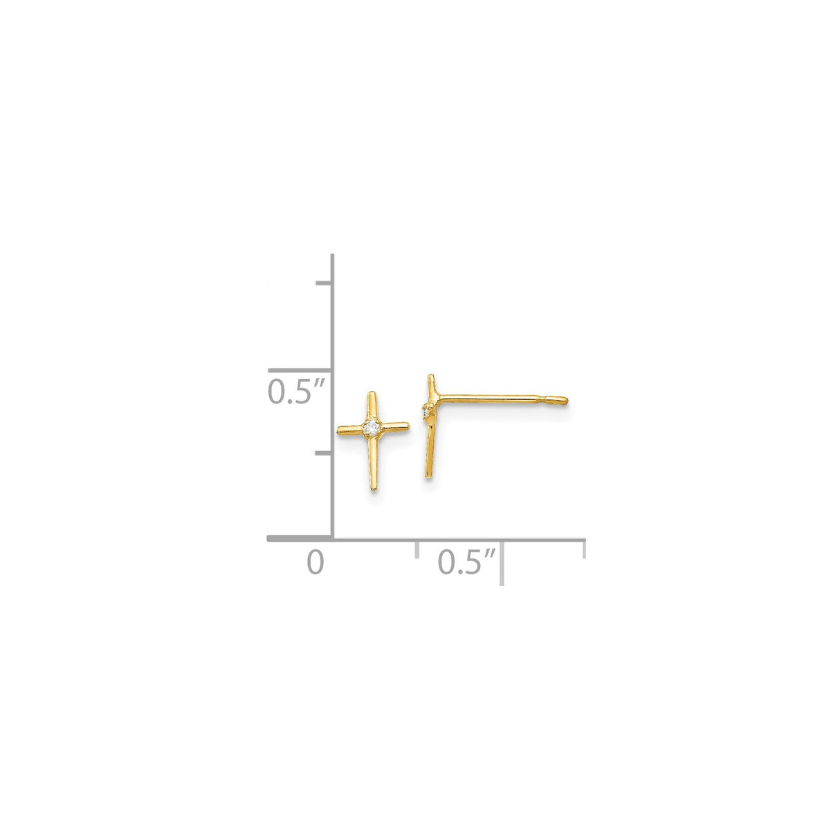 14k Yellow Gold Cross Pendant with Cubic Zirconia, Sleek Modern Design for Men and Women