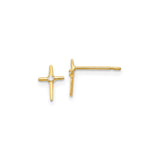 14k Yellow Gold Cross Pendant with Cubic Zirconia, Sleek Modern Design for Men and Women