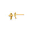 14k Yellow Gold Cross Pendant with Beveled Edges and Satin Finish for Men and Women