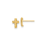 14k Yellow Gold Cross Pendant with Beveled Edges and Satin Finish for Men and Women