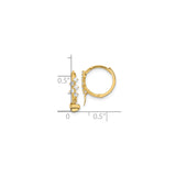 14k Yellow Gold Hoop Earrings with Cubic Zirconia and Polished Heart Charm Dangle Design