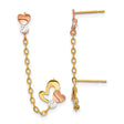 14k Yellow Gold Drop Earrings with Cubic Zirconia and Interlocking Heart Design