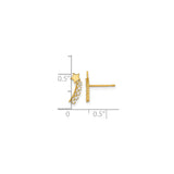 14k Yellow Gold Shooting Star Stud Earrings with Cubic Zirconia, Celestial Theme for Women