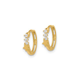 14k Yellow Gold Hoop Earrings with Cubic Zirconia and Star Charm, Celestial Style for Women
