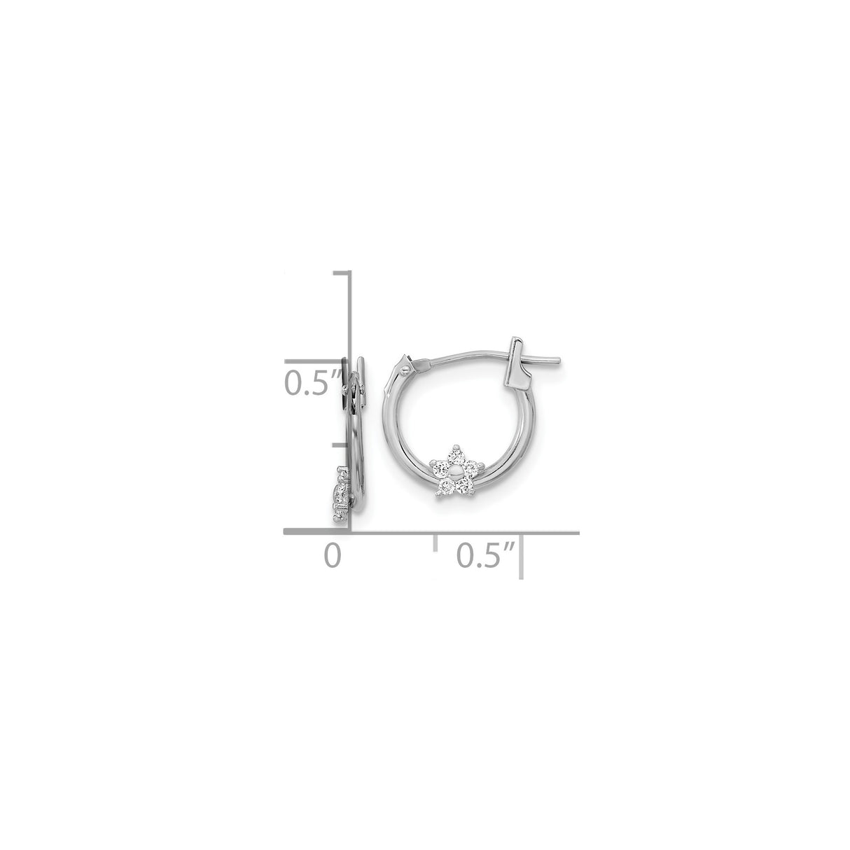 14k White Gold Hoop Earrings with Cubic Zirconia, Star of David Religious Design