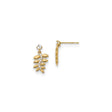 14k Yellow Gold Drop Earrings with Cubic Zirconia, Leaf and Vine Design for Women