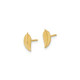 14k Yellow Gold Leaf Stud Earrings, Delicate Feather Design, Minimalist Nature-Inspired Jewelry