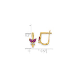 14k Yellow Gold Butterfly Earrings with Marquise Ruby and Cubic Zirconia Accents