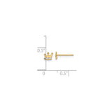 14k Yellow Gold Crown Stud Earrings with Cubic Zirconia, Royal Design Jewelry for Women and Girls