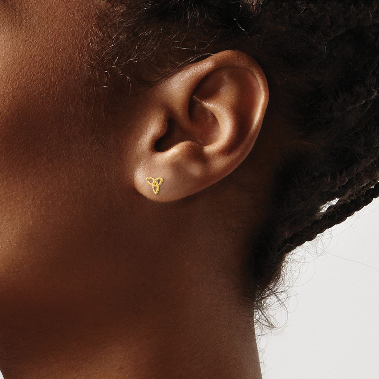 14k Yellow Gold Celtic Knot Stud Earrings, Triquetra Symbol Design