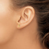 14k Yellow Gold Awareness Ribbon Stud Earrings, Minimalist Loop Design for Women