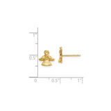 14k Yellow Gold Angel Stud Earrings, Christian Religious Jewelry for Women