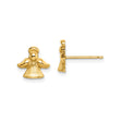 14k Yellow Gold Angel Stud Earrings, Christian Religious Jewelry for Women