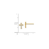 14k Yellow Gold Cross Pendant with Cubic Zirconia Accents, Polished Spiritual Jewelry for Men and Women