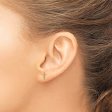 14k Yellow Gold Cross Stud Earrings, Religious Faith Symbol, Unisex Minimalist Design