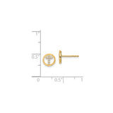 14k Yellow Gold Cross Stud Earrings with Cubic Zirconia, Faith Inspired Religious Design