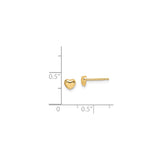 14k Yellow Gold Heart Stud Earrings, Polished Puff Design, Minimalist Romantic Style