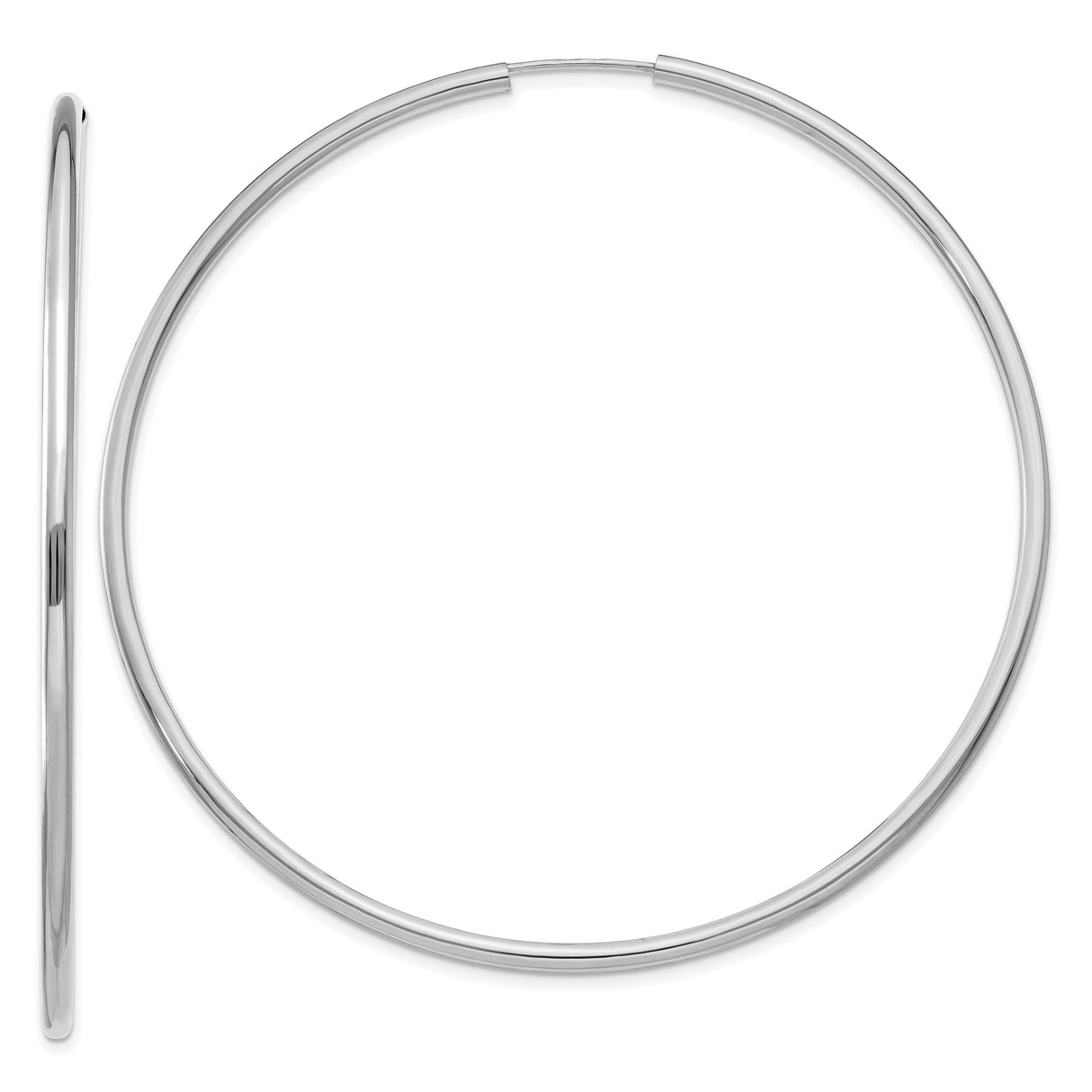 14k White Gold Hoop Earrings, Sleek Minimalist Round Design for Women