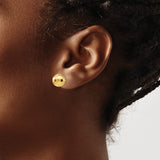 14k Yellow Gold Stud Earrings with Faceted Ball Design, Polished Mirror Finish, Minimalist Style