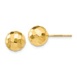 14k Yellow Gold Stud Earrings with Faceted Ball Design, Polished Mirror Finish, Minimalist Style
