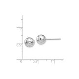 14k White Gold Hammered Ball Stud Earrings with Faceted Finish, Minimalist Modern Style