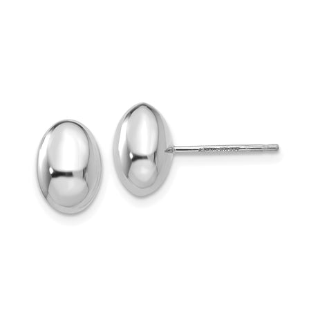 14k White Gold Dome Stud Earrings, Polished Finish, Minimalist Style for Women