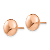 14k Rose Gold Dome Stud Earrings, Polished Round Ball Design, Minimalist Style for Women