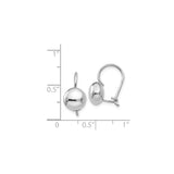 14k White Gold Leverback Earrings, Polished Smooth Dome, Minimalist Modern Design for Women