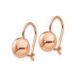 14k Rose Gold Dome Leverback Earrings, Polished Rounded Drop Design, Minimalist Style for Women