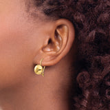 14k Yellow Gold Leverback Earrings, Polished Dome, Smooth Minimalist Style for Women