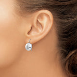14k White Gold Domed Leverback Earrings, Classic Round Drop Design, Polished Finish