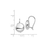 14k White Gold Domed Leverback Earrings, Classic Round Drop Design, Polished Finish