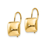 14k Yellow Gold Cushion Square Leverback Earrings, Modern Minimalist Dangle Design for Women