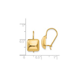 14k Yellow Gold Cushion Square Leverback Earrings, Modern Minimalist Dangle Design for Women
