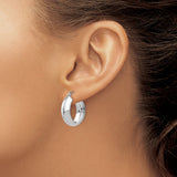 14k White Gold Hoop Earrings, Polished Finish, Hinged Latch Back, Classic Lightweight Design