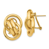 14k Yellow Gold Knot Earrings, Interlocking Loop Studs, Polished Unity Design for Women